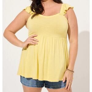NWT Torrid Babydoll Super Soft Ruffle Shoulder Tank Yellow Plus Size: 00X (10)